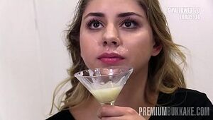 Premium Mass ejaculation - Julie Crimson drinks 54 big mouthhole spunk fountains