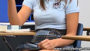 InnocentHigh Gorgeous college girl Rilynn Rae classroom slammed