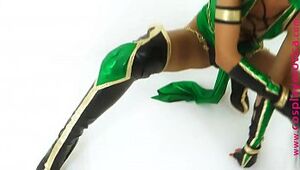 Lovely Gamer Dolls Stripping, Taunting and Tugging in Mortal Kombat Costume play