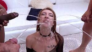 Halloween with Chanel Smooch DP, pee swallowing and facial cum-shot NF046