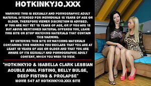 Hotkinkyjo & Isabella Clark sapphic dual buttfuck fisting, stomach bulge, deep handballing & mini-rosebud