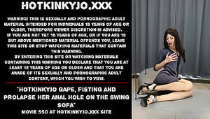 Hotkinkyjo gape, handballing and rosebud her rectal slot on the wag couch