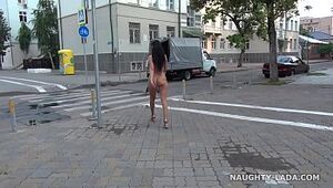 Totally naked in public. naked on city streets