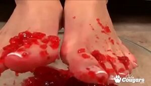 Mackenzee Pierce Gets Her Soles All Filthy With Jello Before Providing An Unbelievable Footjob