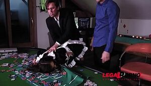 Obedient Maid Henessy Strapped in Chains & DP'ed Nads Deep On Poker Table GP095
