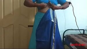 desi Indian  tamil aunty telugu aunty kannada aunty  malayalam aunty Kerala aunty hindi bhabhi crazy cuckold wifey vanitha wearing saree showcasing ginormous funbags and shaven gash Aunty Switching Sundress prepped for soiree and Making Vid