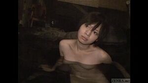 Subtitled very first time Chinese lezzie super-steamy spring bathing