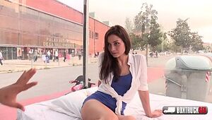 Fantastic Spanish Valentine Bianco gets a cum-shot on her ginormous butt in the public