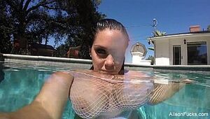 Alison Tyler swims and jerks in the pool