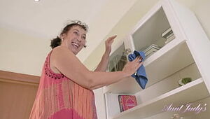 AuntJudys - Cleaning Day with 58yo Chesty Plumper Unexperienced GILF Esmerelda