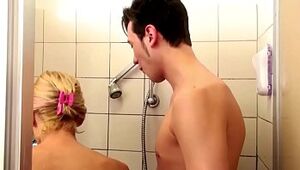 German Step-Mom help Son-in-law in Bathroom and Tempt to Shag