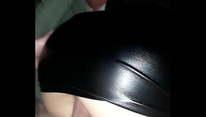 Leather mini microskirt