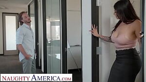 Crazy America - Meaty Breast Latina Carolina Cortez pokes co-worker for help