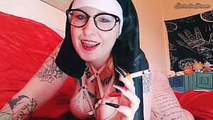 Nun gets nasty smoking a cigar