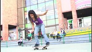 emo skateboarder latina named Diana Delgado getting her cock-squeezing cooch smashed rock hard