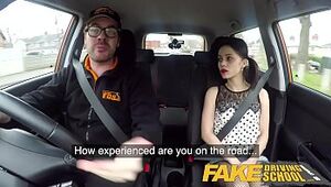 Faux Driving College Raunchy back seat drill for puny captivated learner