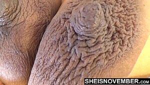 Dark-skinned Complexion Flesh Doll With Pretty Gigantic Dark Puffies and Meaty Areolas Baps Squashed Tough In Slow-motion While Laying On Her Side , Sheisnovember Huge Cupcakes Sagging Pov Msnovember