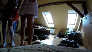 Upskirts in Switching Room, Nude and Switching Clothes, Bottoms Up Spycam Adventures