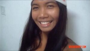 HD Christmas xmas porn gargle throatpie movie from Thai teenage Heather Deep