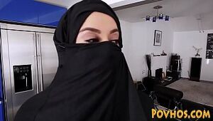Muslim huge-chested super-bitch point of view deep throating and railing schlong in burka