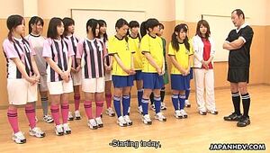 Japanese schoolgirls getting plaything pounded during gym