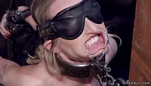 Blond in extraordinary restrain bondage flagellated